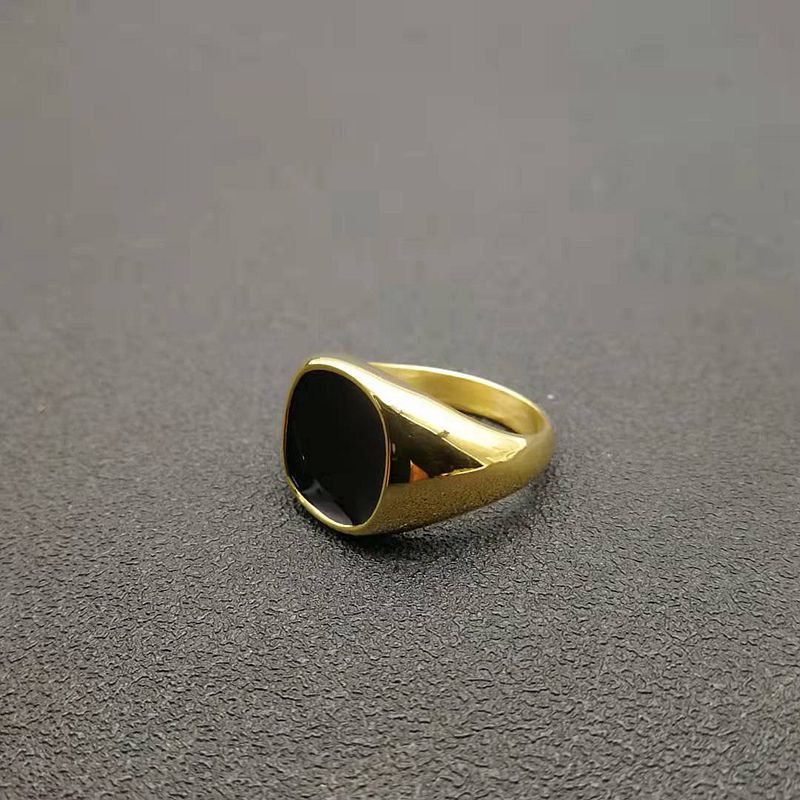 Fashionable, simple, and personalized stainless steel gold-plated drop glue smooth ring for men and women's accessories