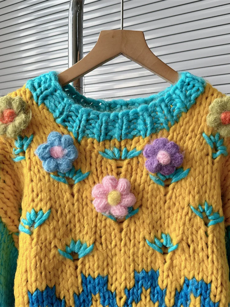 Artisan Floral Wool Blend Sweater