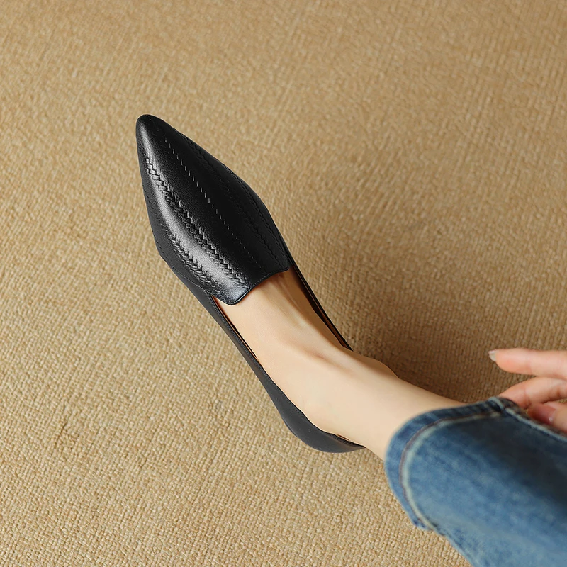 Premium Sheepskin Kitten Almond Pumps