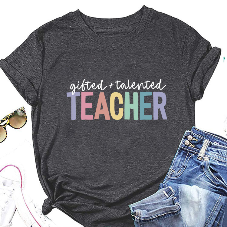 Ladies Geometric Print Crew Neck T-shirt