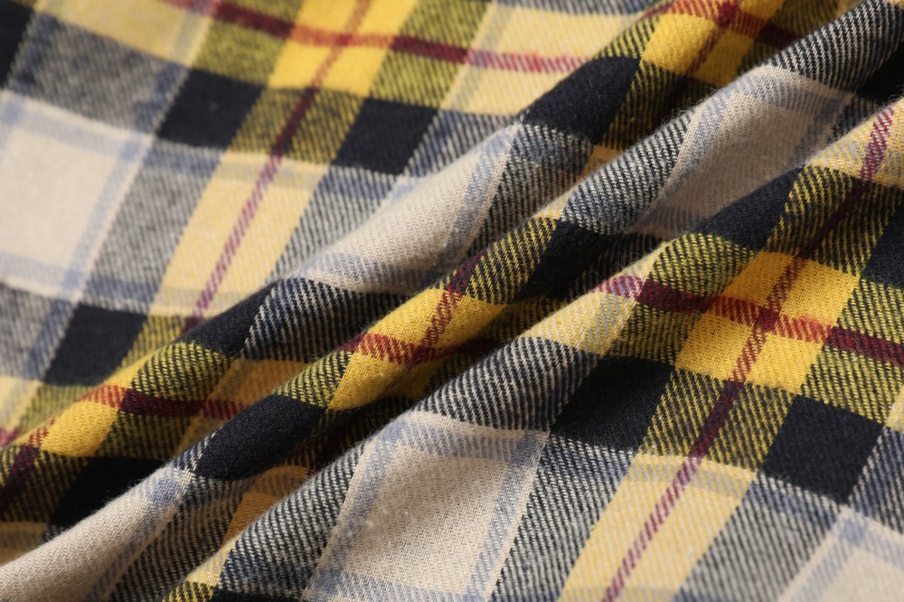 American Relaxed Mustard Checked Double-Sided Zipper Hoodie