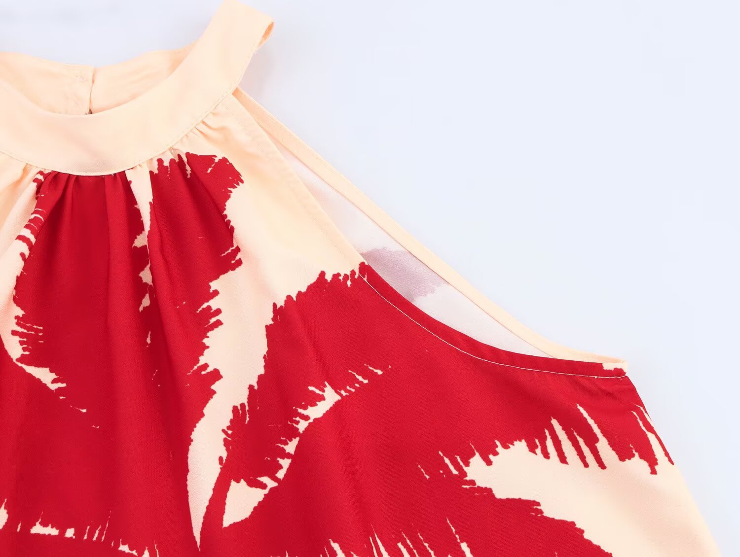Vacation style loose neck printed dress for women