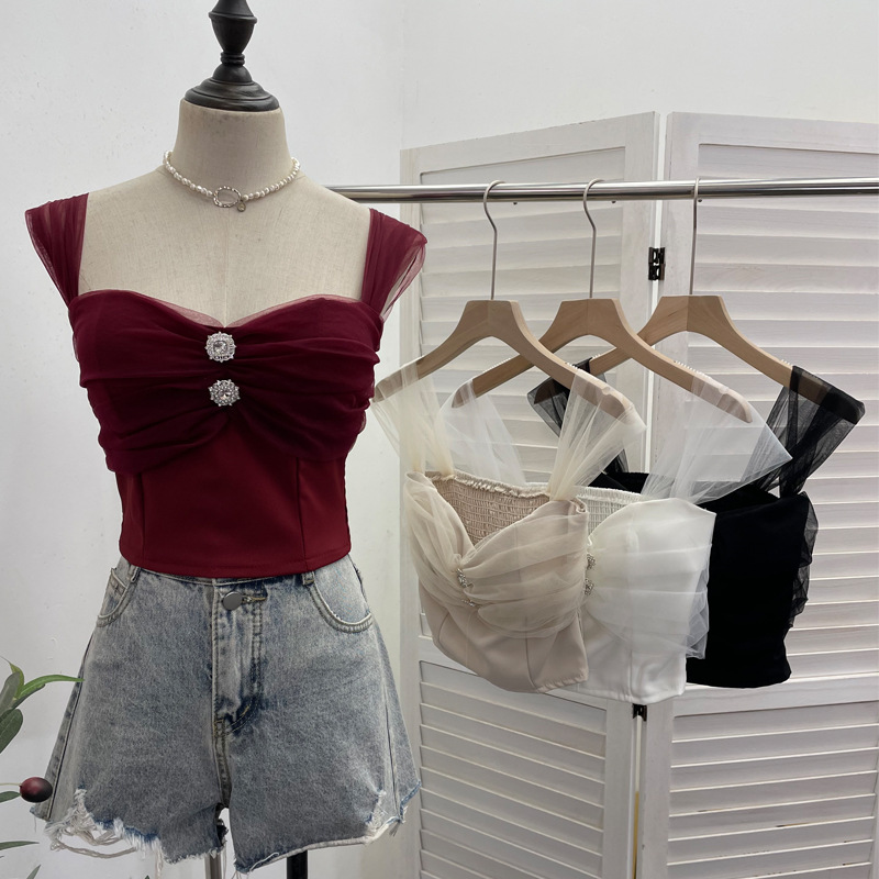 Sexy Slim Fit Solid Color Mesh Top