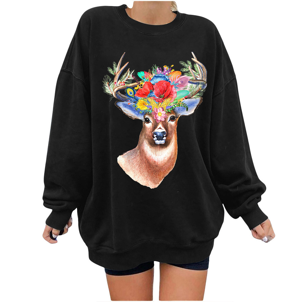 Women's Japanese Korean Oversized 3D Fawn Print Hoodie