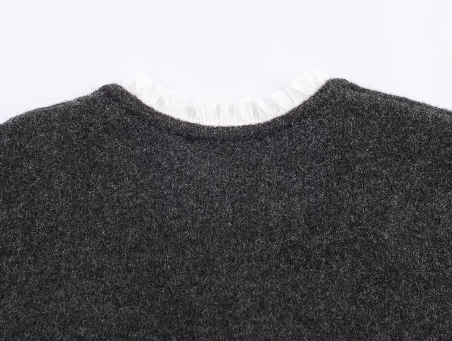 Two-Tone Button-Front Polyester Sweater