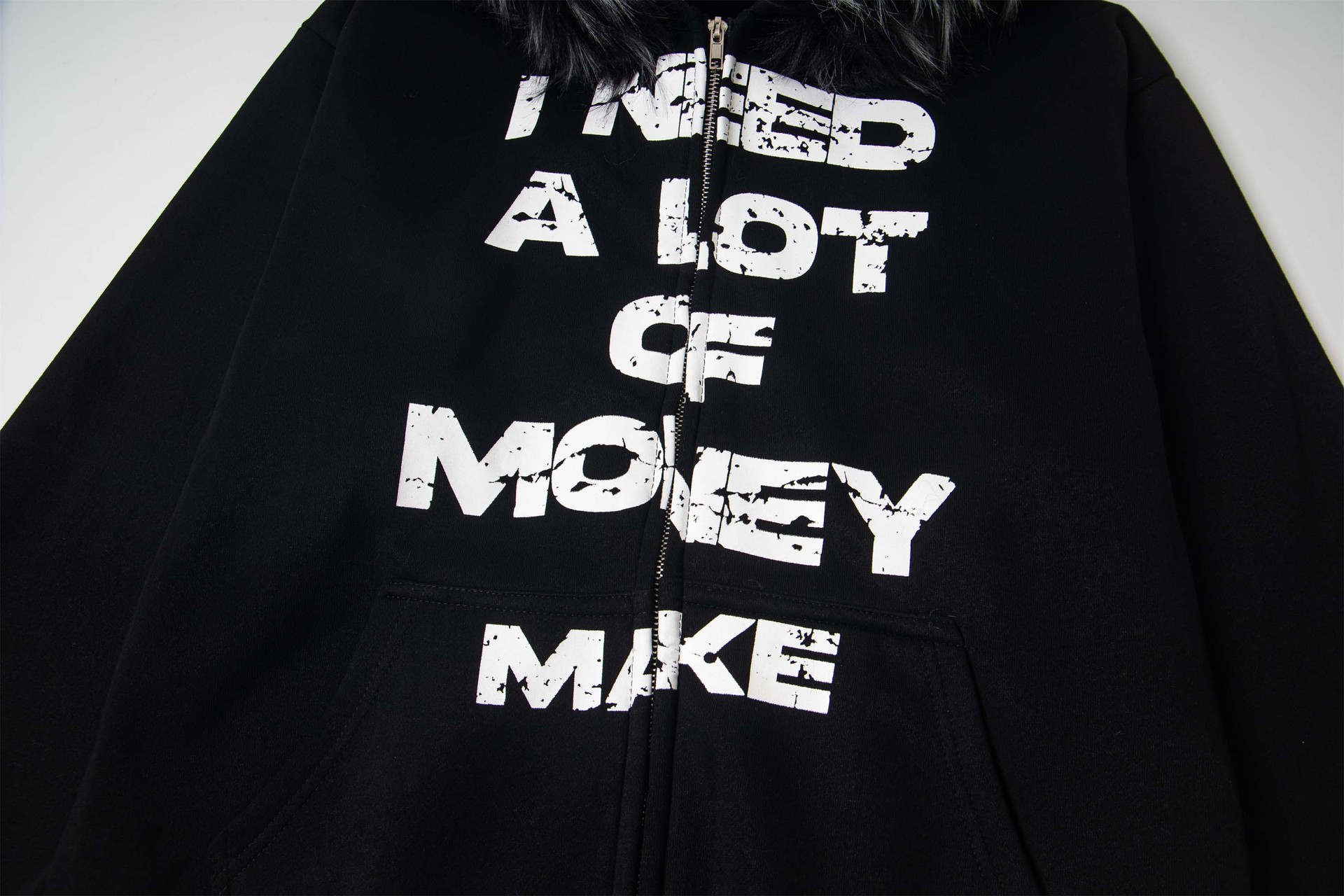 Vintage Graphic Street Cotton Blend Zip Hoodie