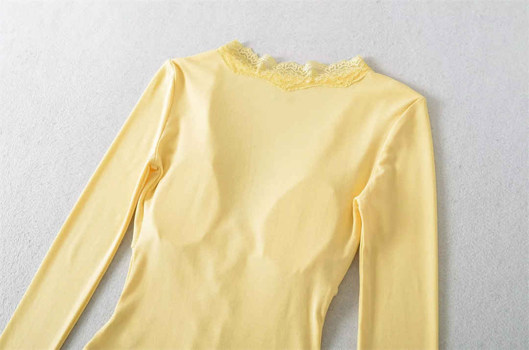 Solid Private Lady Plunge Neckline Slim Fit Top