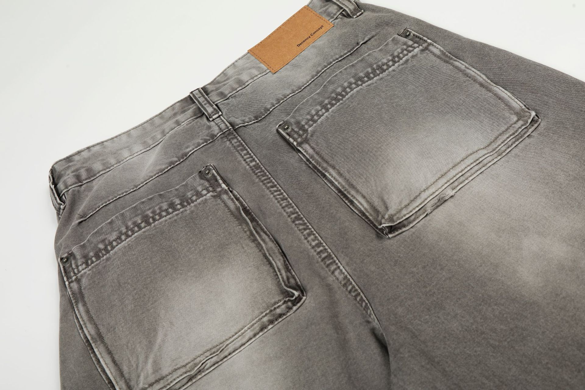 Street Style Retro Unisex High-End Washed Distressed Design Men's Loose Knife-Shape Jeans