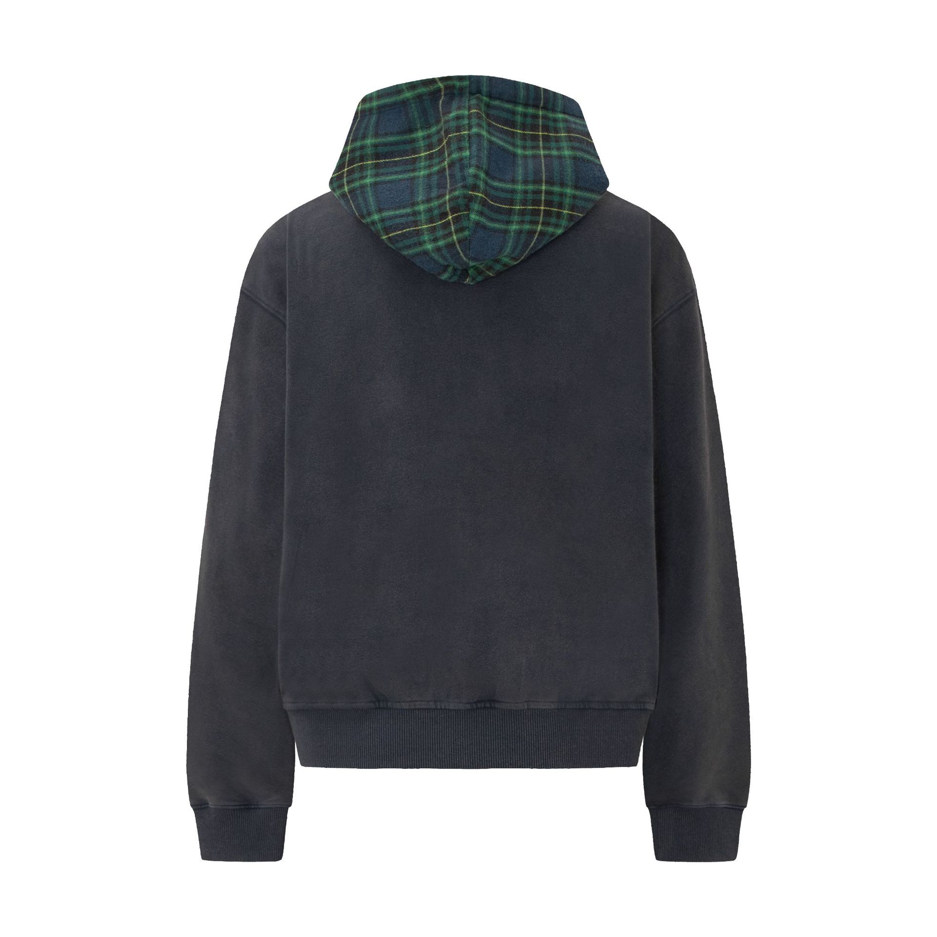 Cotton Checked Relaxed Streetwear Hood Sweatshirt