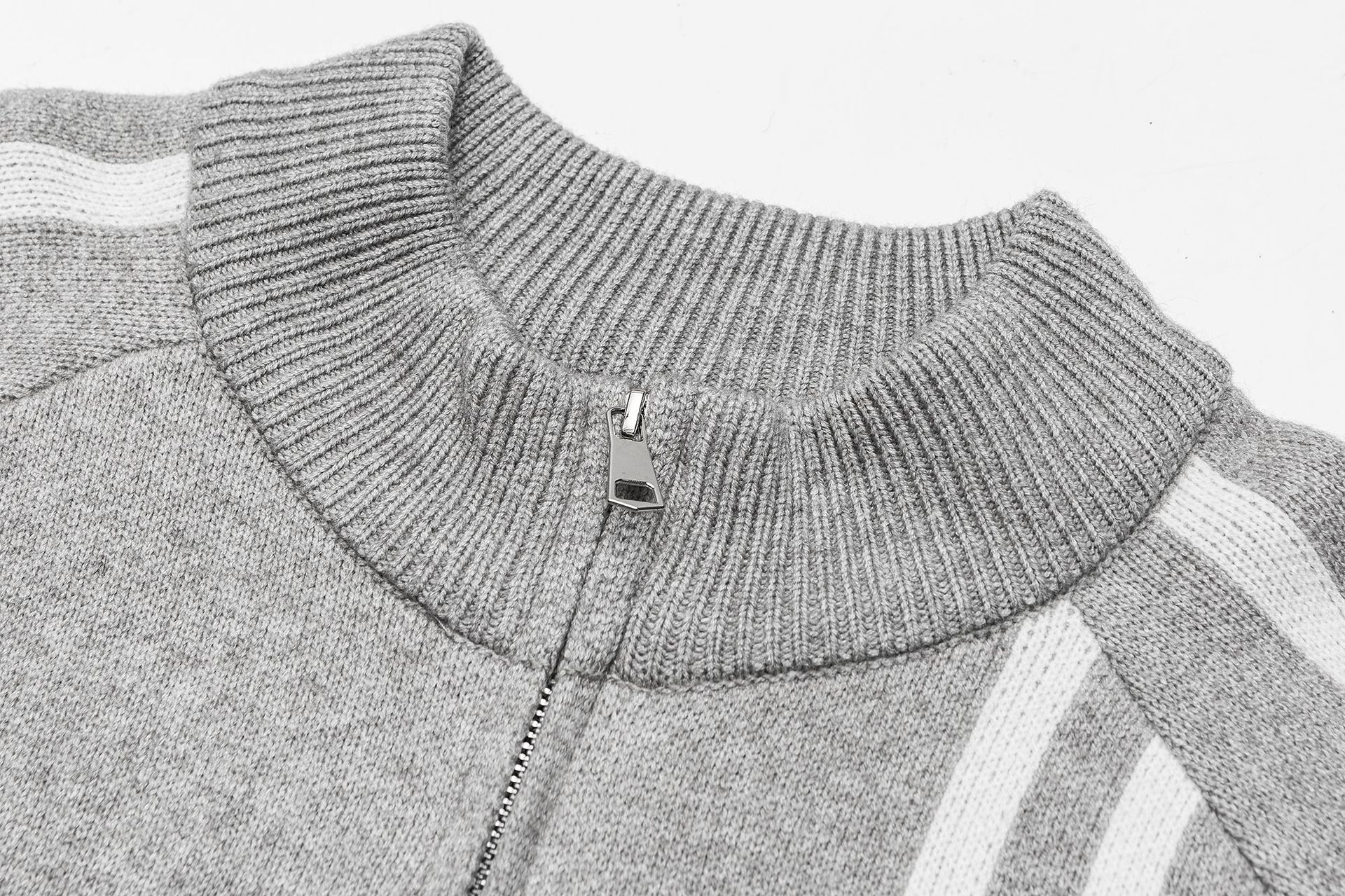 Two-Tone Textured Dual-Zip Athletic Polyester Jacket