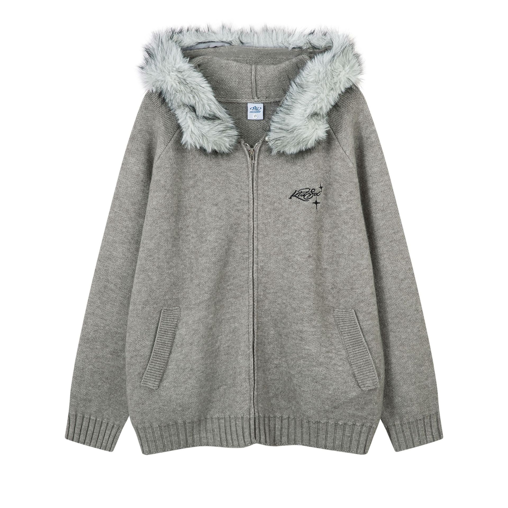 Acrylic Jacquard Long Sleeve Loose Fit Cardigan