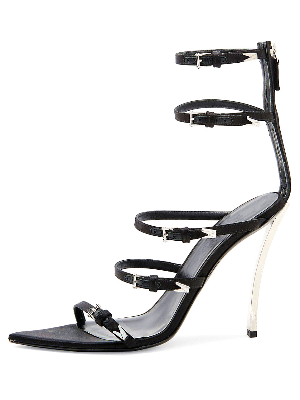 High Heeled Pointed Roman Sandals, Satin Sheepskin Buckle, Womens Oversized Shoes