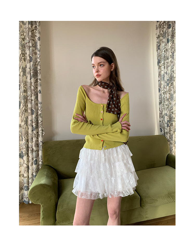 Solid Button Front Scoop Collar Long Sleeve Cardigan