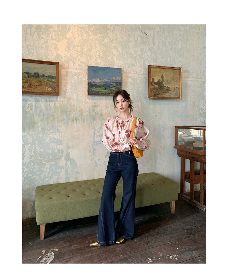 Fragmented Floral Long Sleeve Loose Breeze Shirt