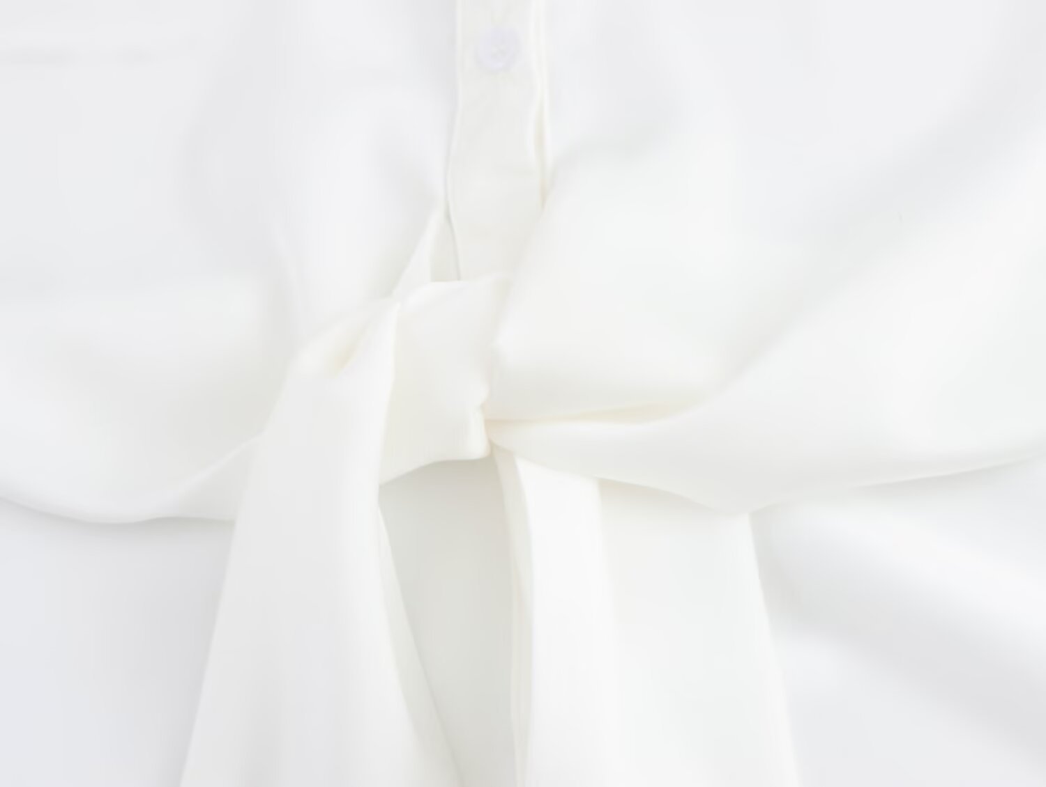 Solid Color Long Sleeve Tie Front Blouse