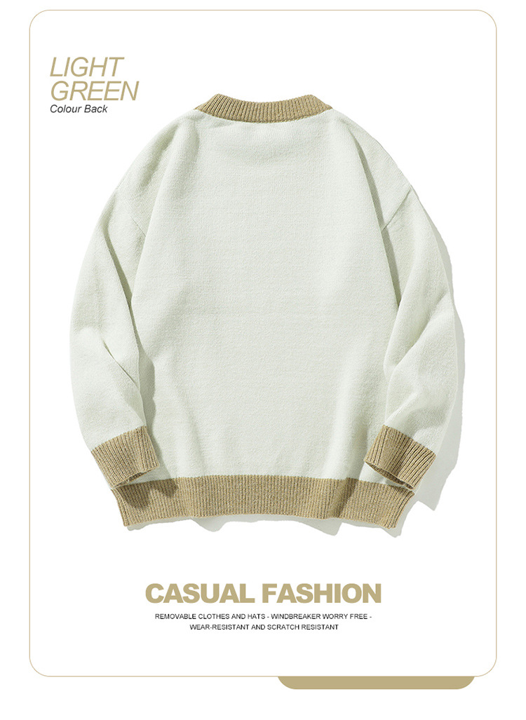 Relaxed Fit Japanese Workwear Two-Tone Sweater