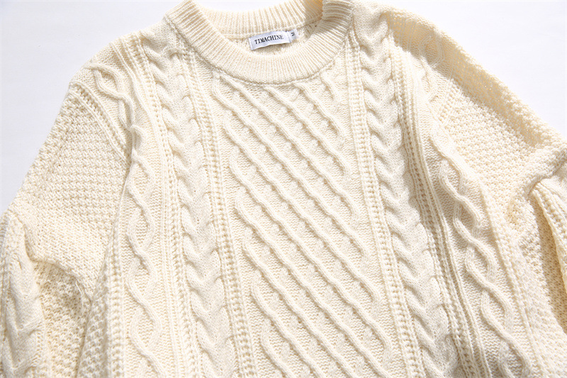 Ladies Japanese Workwear Jacquard Oversized Sweater