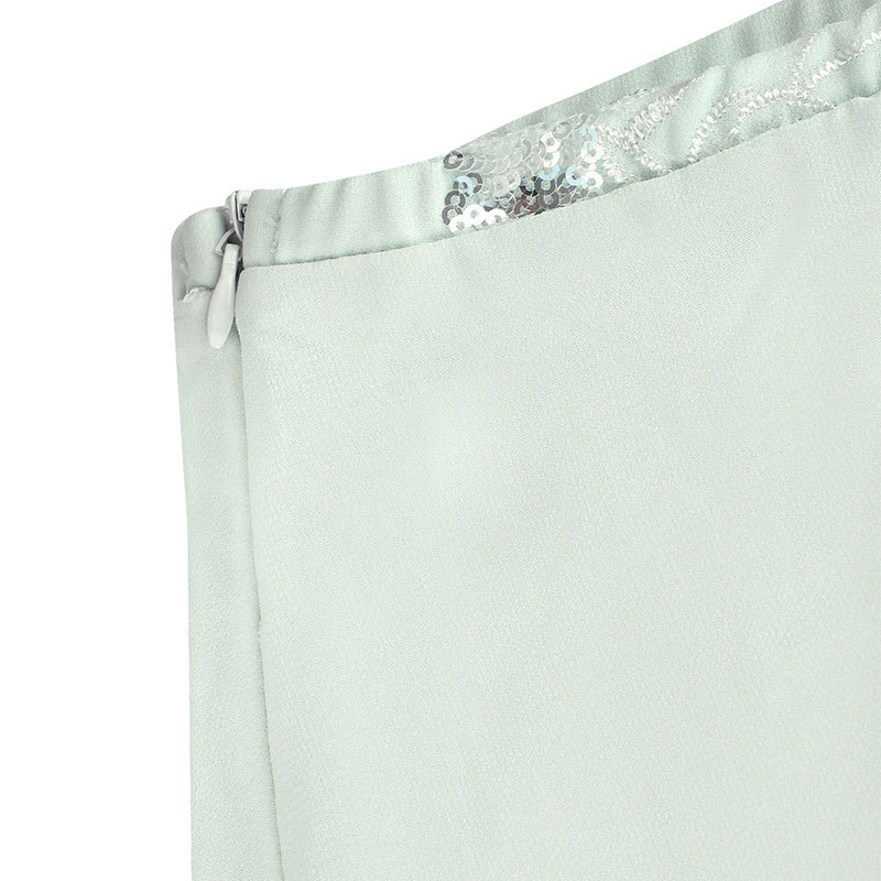 High-Waisted Embroidered Polyester Mini Skirt