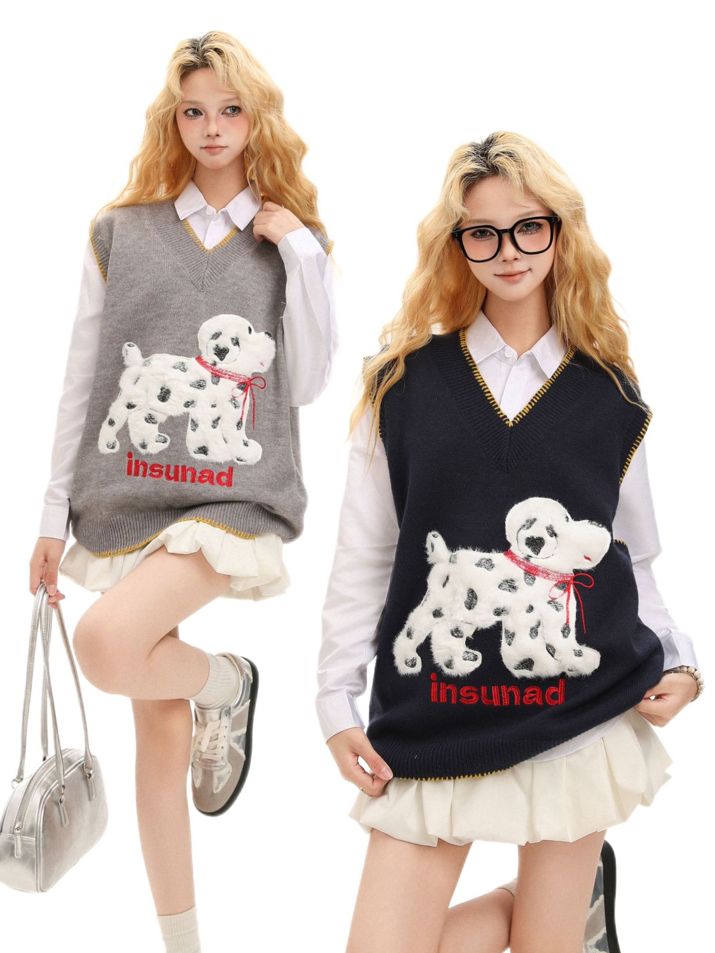 Custom Dalmatian Print Knit Sleeveless Pullover