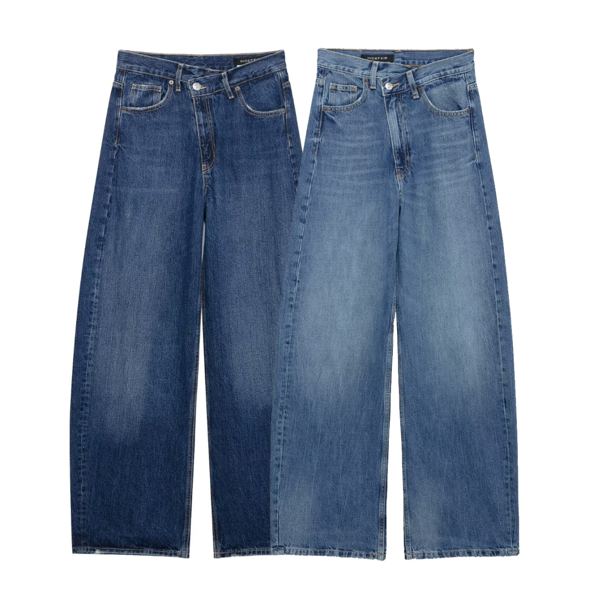 Versatile high waist slimming denim versatile wide leg pants for women