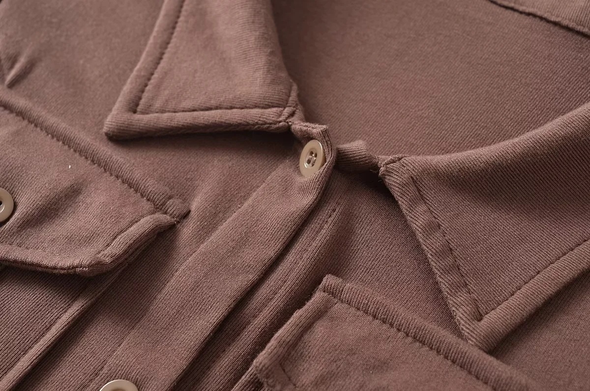 Ladies Half Sleeve Notch Collar Cardigan Tee