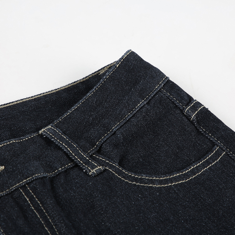 Vintage letter embroidery low waist slimming flared jeans