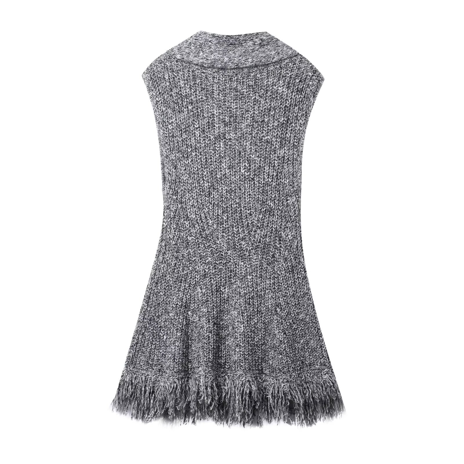 Turtleneck Sleeve-Free High Waist Polyester Dress