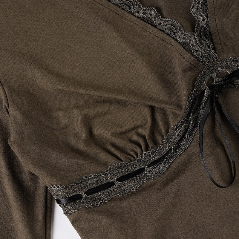 Brushed Milk Silk Cinched Plunging Top