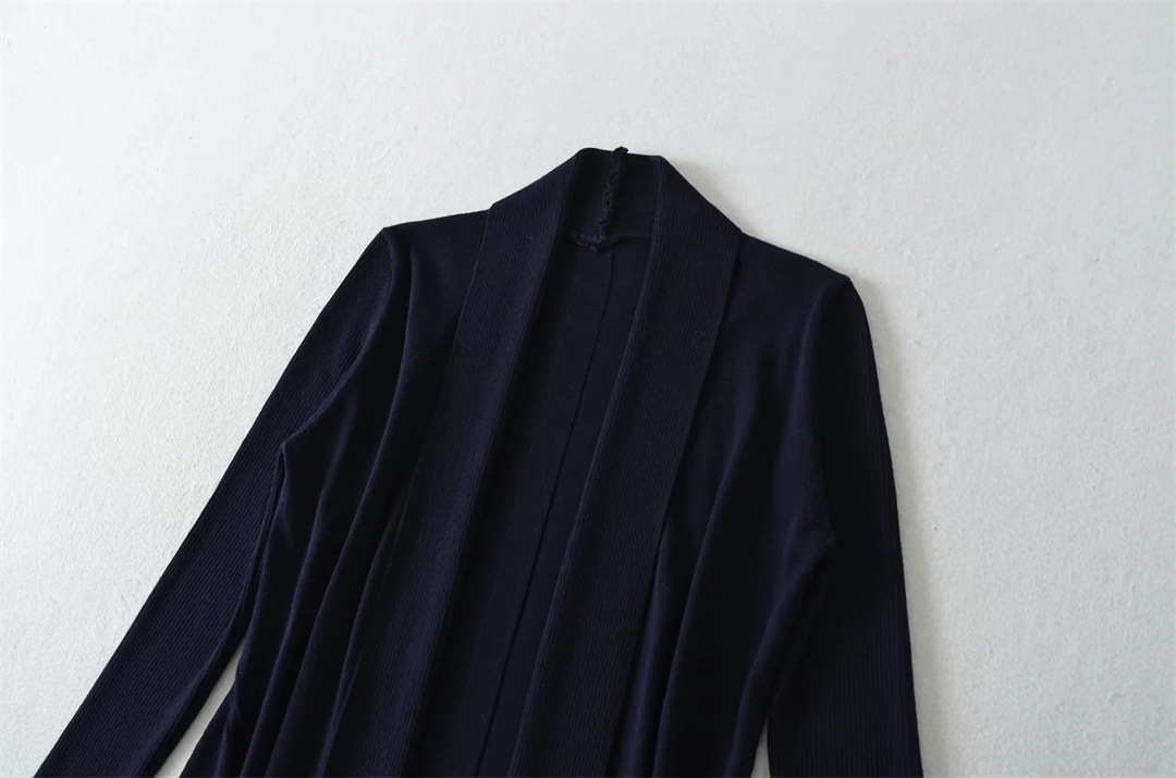 Ladies Plain Knit Irregular Silhouette Cardigan