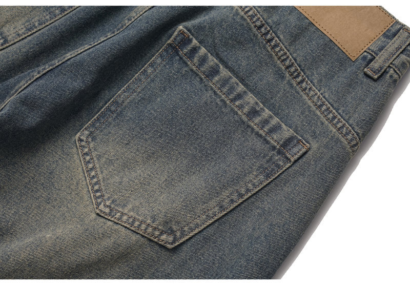 Loose Fit Wide Leg Knife-Edge Denim Pants