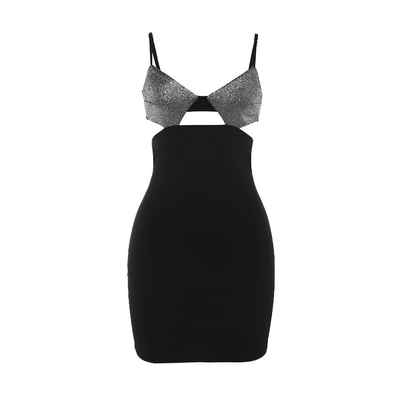 V-Neck Bodycon Polyester Dress
