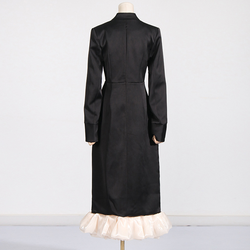 Slimming Notch Collar Crystal-Embellished Sheer Panel Maxi Dress
