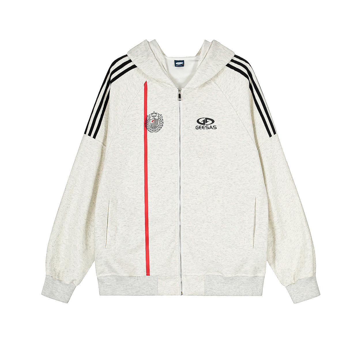 Three bar sports hoodie jacket cardigan sweatshirt for men