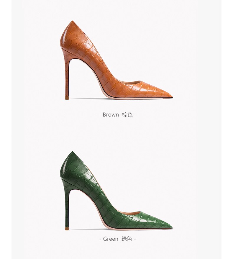 Early Autumn New Pointy High Heel Shoes Women's Thin Heel Shallow Patent Leather Single Shoes French Texture Large Green Shoes