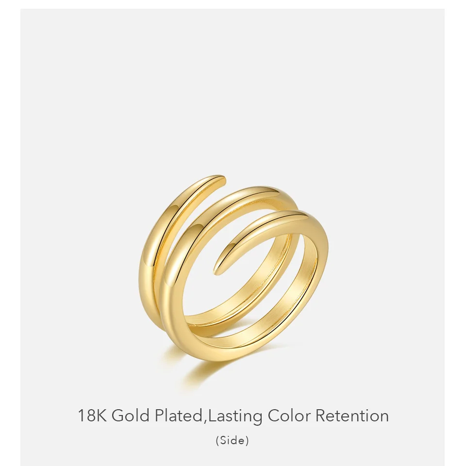 Spiral Line Rings For Women Gold Color Simple Ring Fashion Jewelry Stainless Steel Party