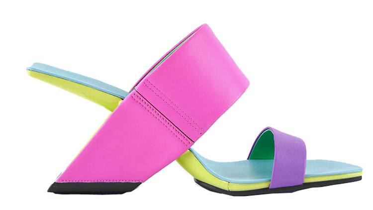 Summer shaped heel ladies square toe slippers