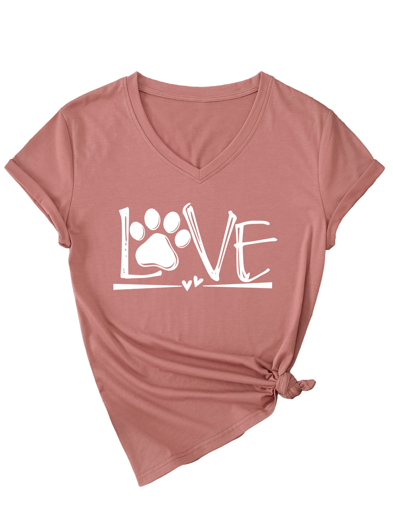 Geometric Print Round Collar Ladies T-Shirt