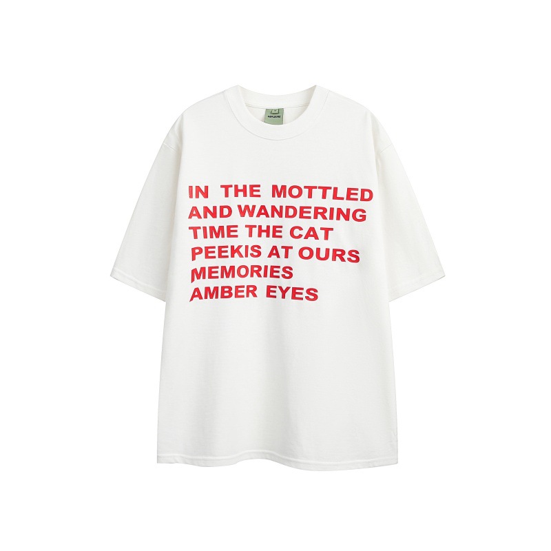 Oversized Unisex Japanese Retro Letter Crew Neck Tee