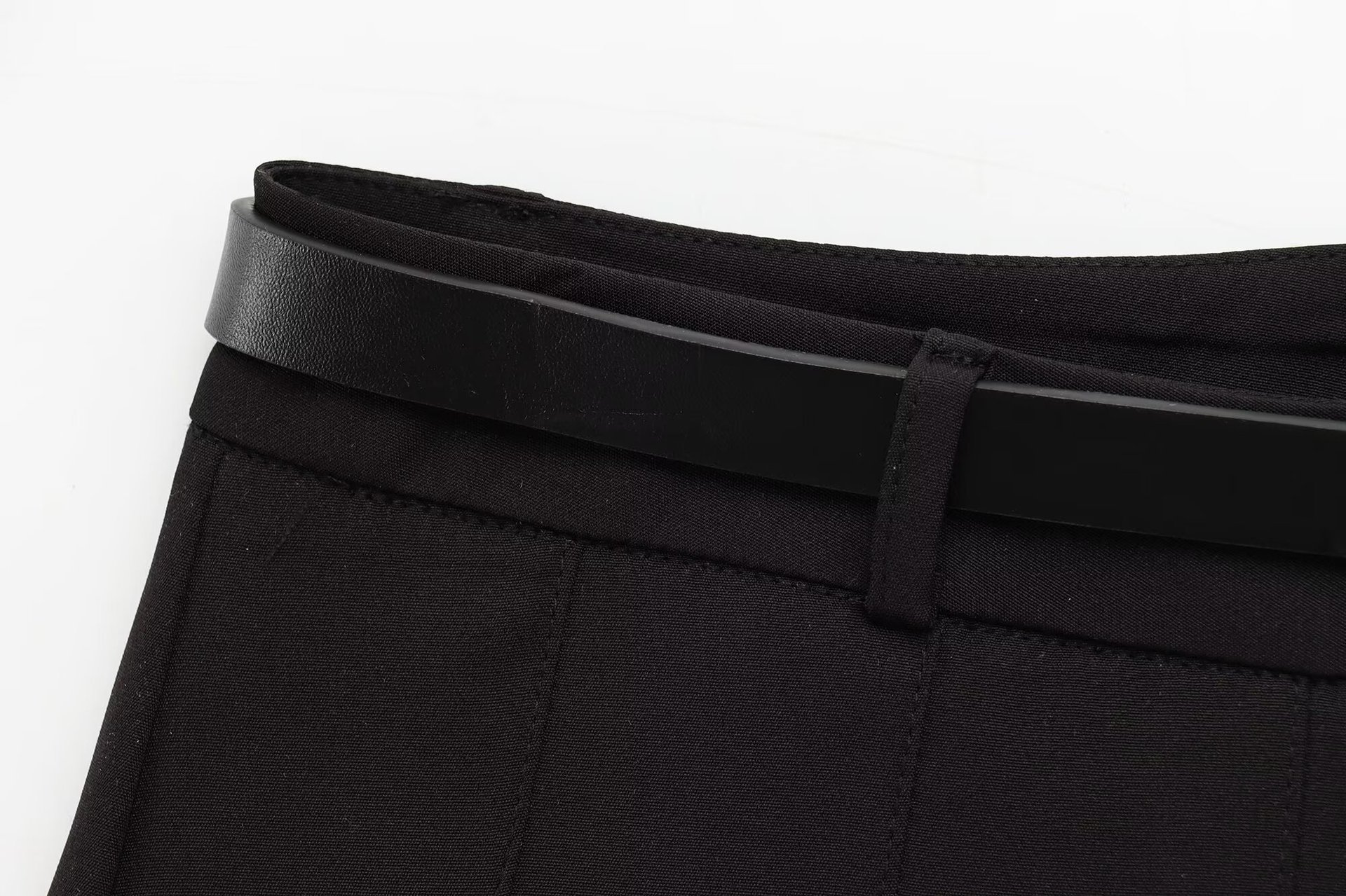 Women's Wide Pleated High Waist Casual Trousers with Belt