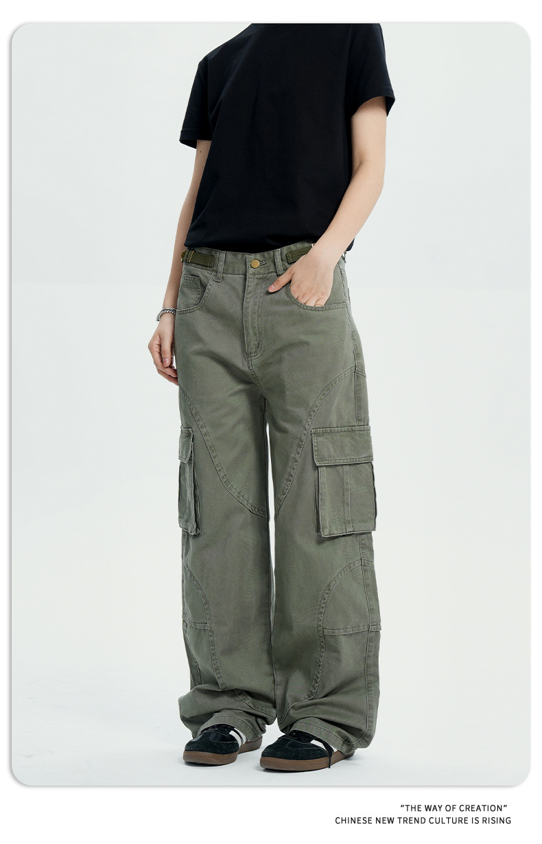 Unstructured Relaxed Fit Cotton Cargo Pants