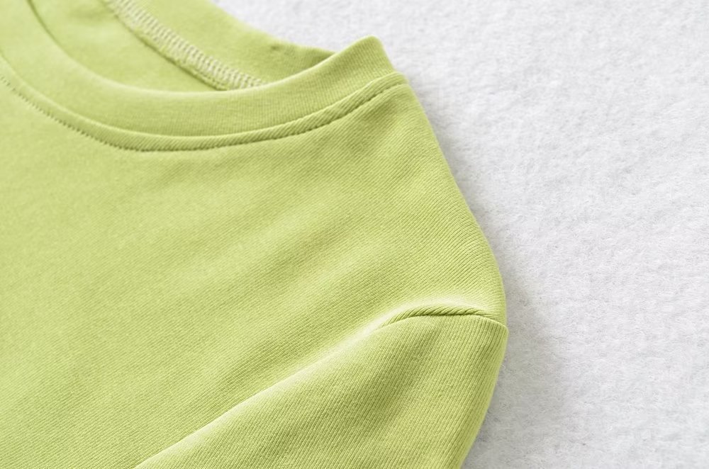 Slim Crew Half Sleeve Gathered Cropped Scalloped T-shirt