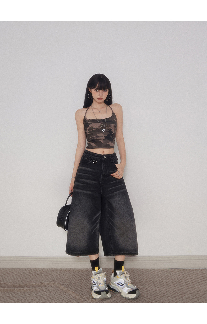 Women's Pants Loose Casual Slimming Pear-Shaped Denim Mid-Length Trousers