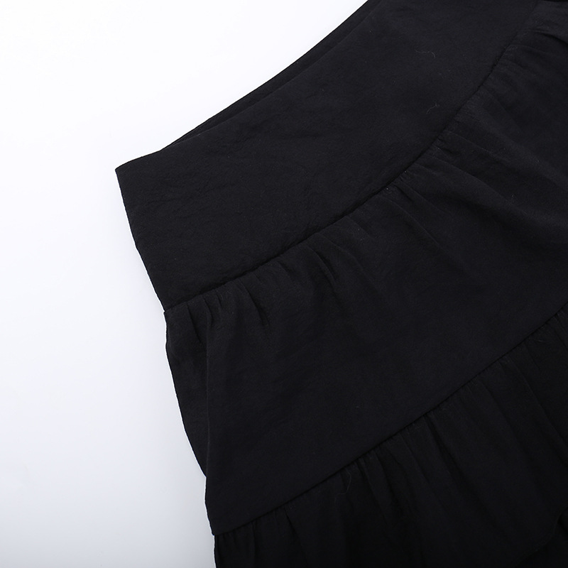 Sultry Deep Retro Draped Solid Polyester Skirt