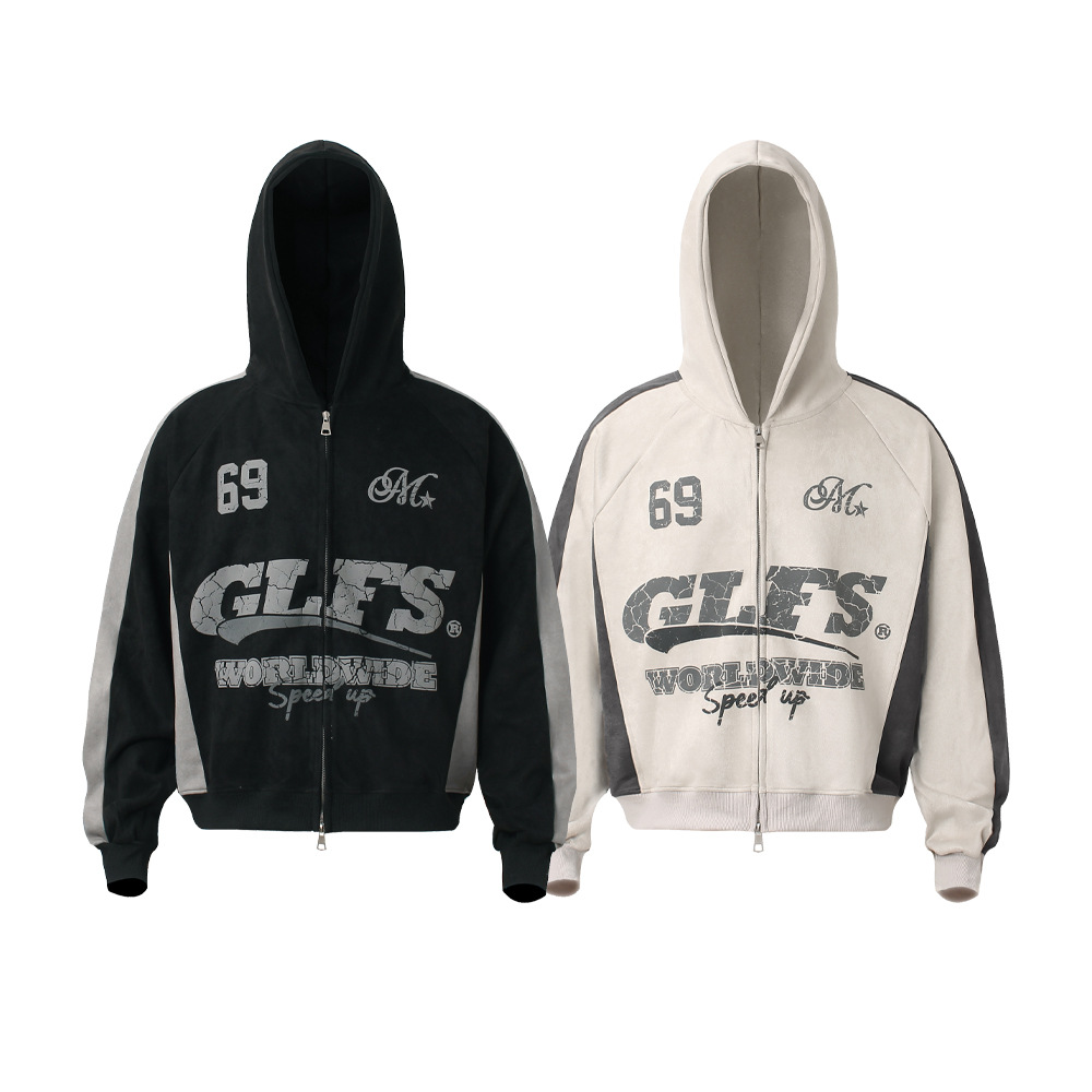 Men Streetwear Long Sleeve Zipper Hoodie