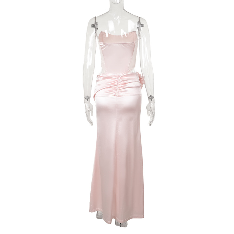 High Waist Bodycon Panelled Polyester Tube Dress