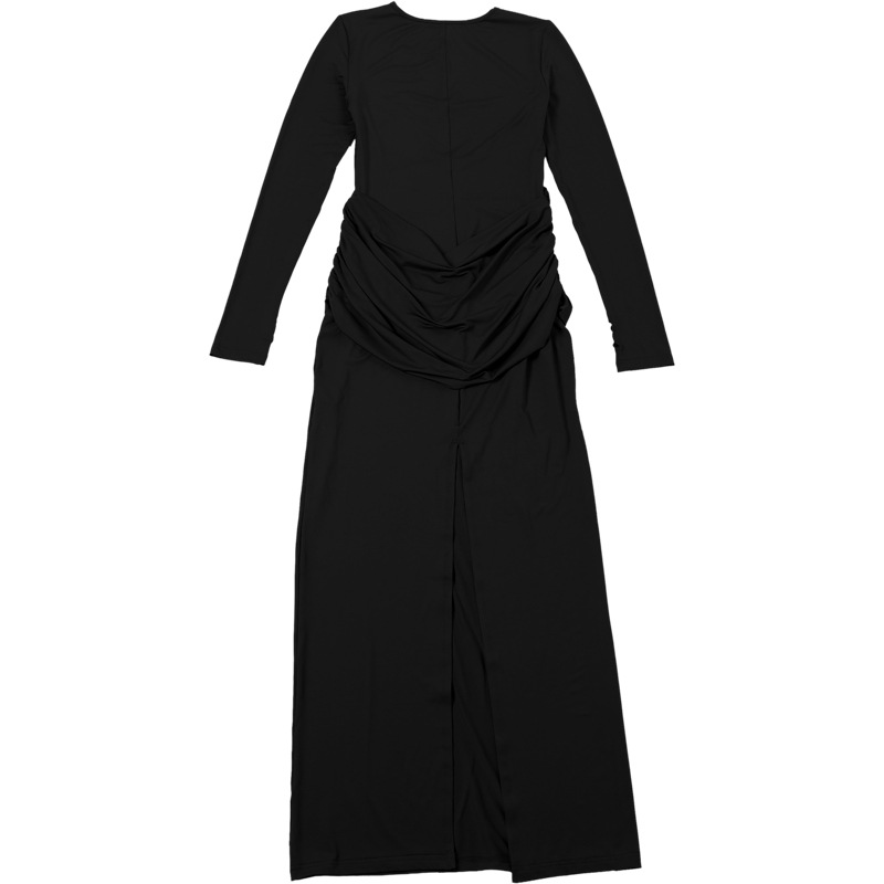Stretch High-Waist Gathered Full Sleeve Dress