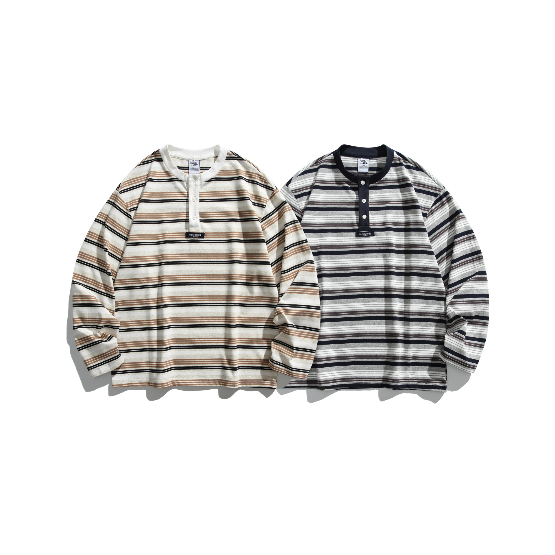 Oversized Button Contrast Long Sleeve Hoodie