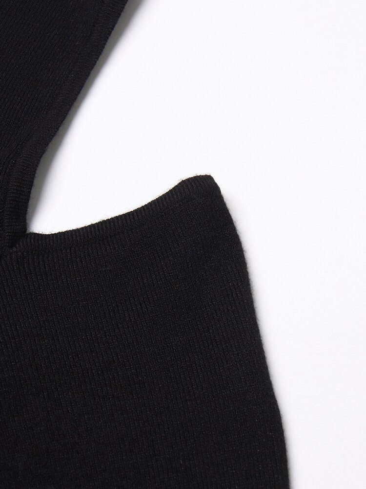 Polyester Ladies Pullover Sweater Stand Neck Cutout