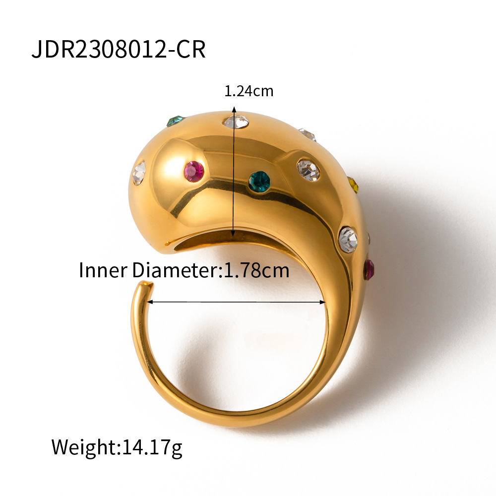 Thick Hollow Brushed Gold-Tone Water-Resistant Ring