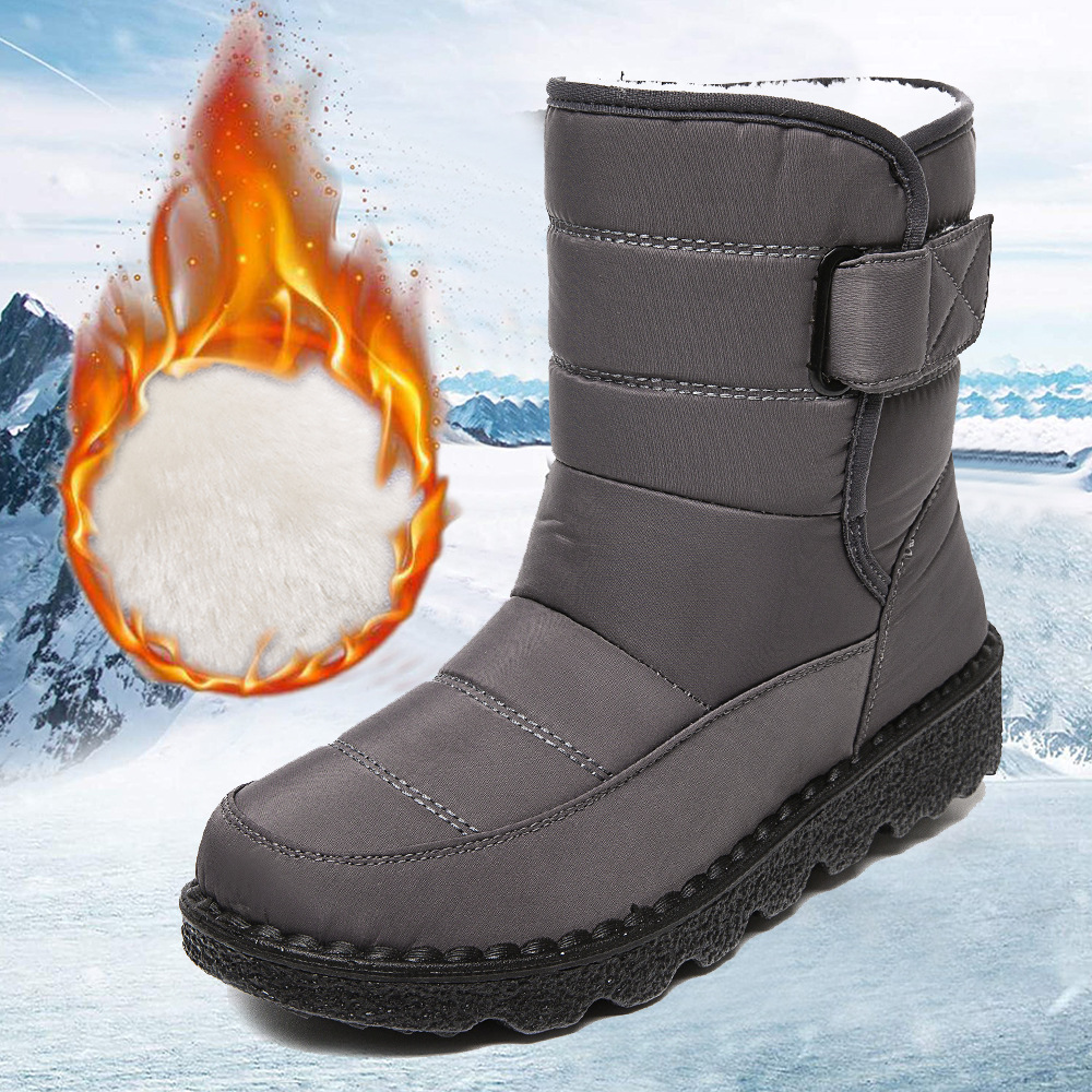 Winter New Snow Boots Women's High Top Waterproof Cotton Shoes Casual Short Tube Plush Plus Large Cotton Boots 43 Amazon